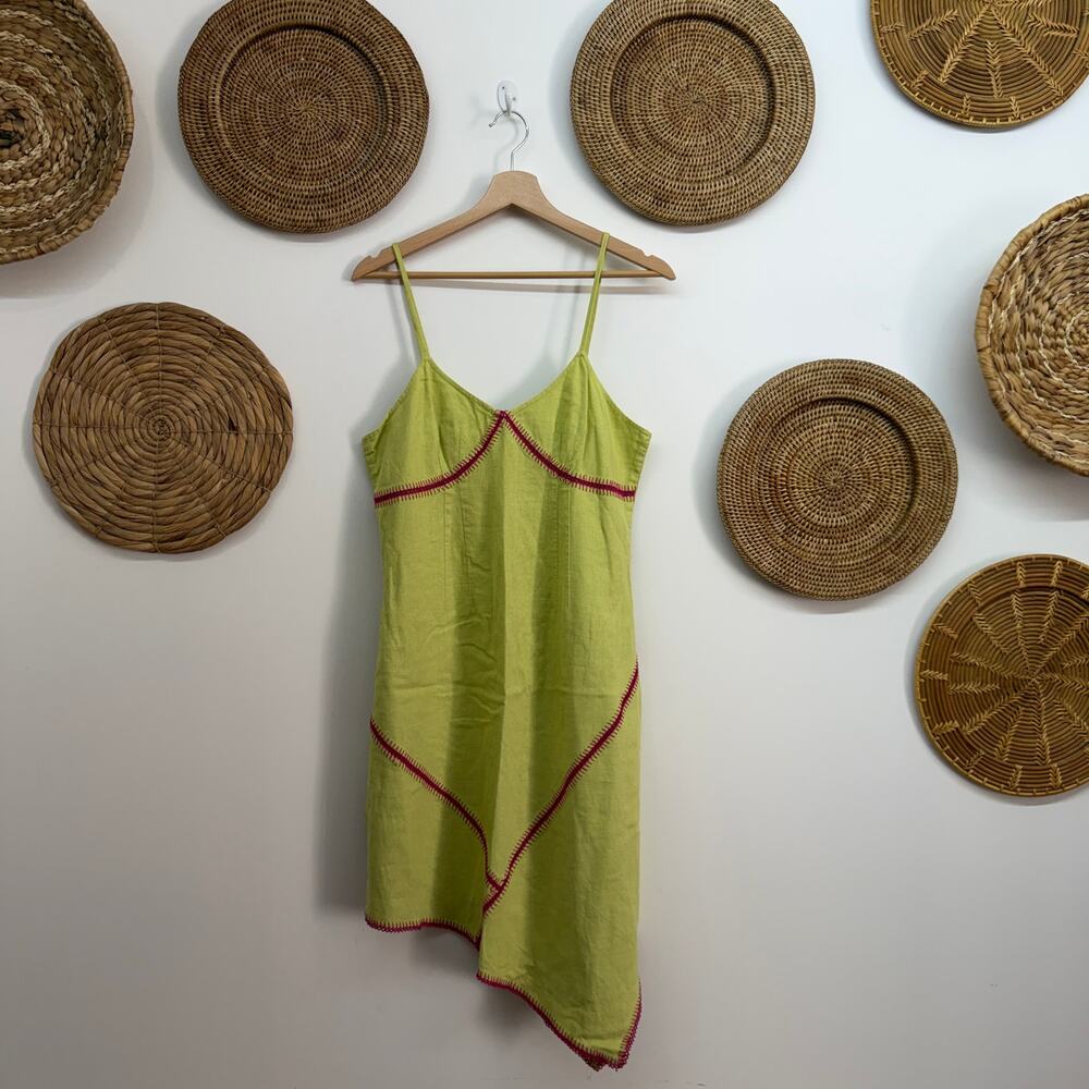 Vintage Y2K 2000s Metro Style Matcha Green Asymmetrical Dress 12
